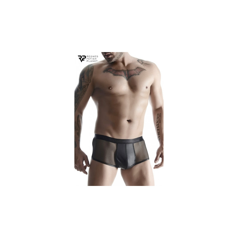 Boxer noir wetlook et mesh - Regnes Boxer noir wetlook et mesh - Regnes