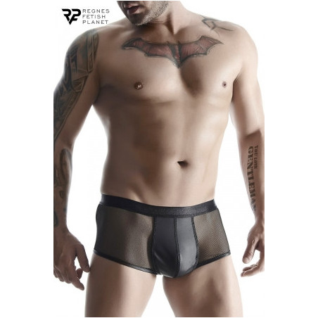 Boxer noir wetlook et mesh - Regnes