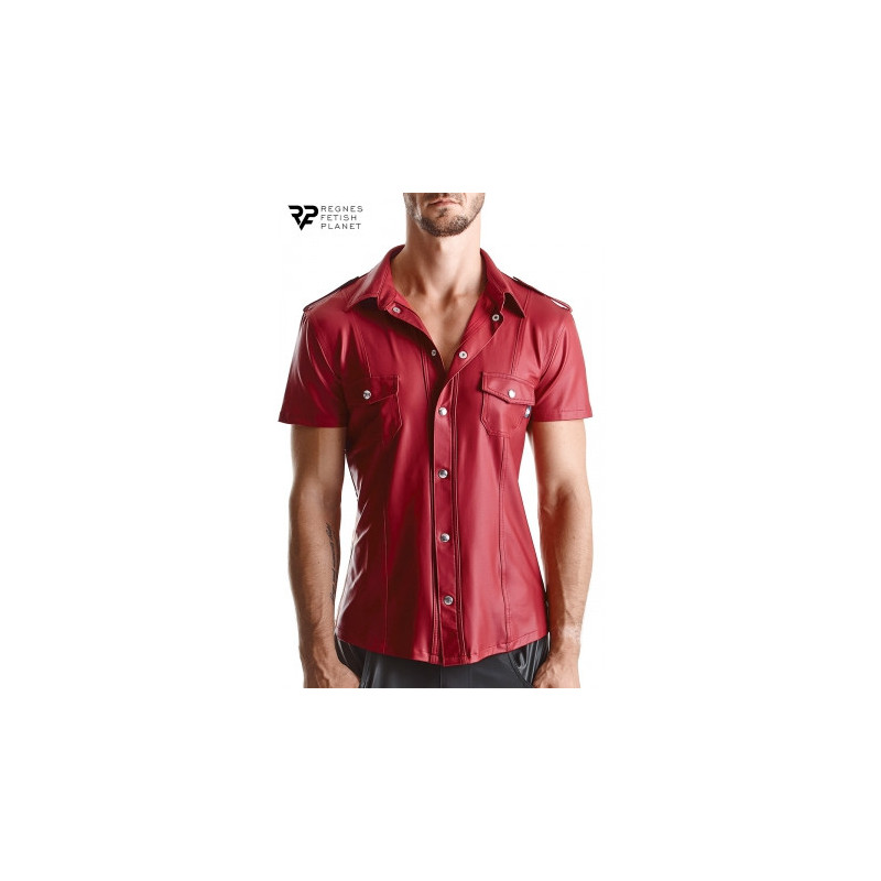 Chemise manches courtes wetlook rouge Carlo - Regnes Chemise manches courtes wetlook rouge Carlo - Regnes