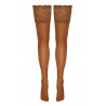 Bas autofixants large jarretière dentelle beige - Cotelli Legwear