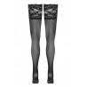 Bas autofixants large jarretière dentelle noir - Cotelli Legwear