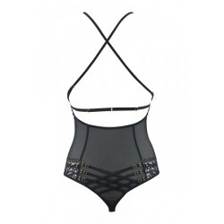 Body string tulle et dentelle noir V-10100 - Axami