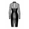 Robe moulante Sublime F310 wetlook et tulle floqué